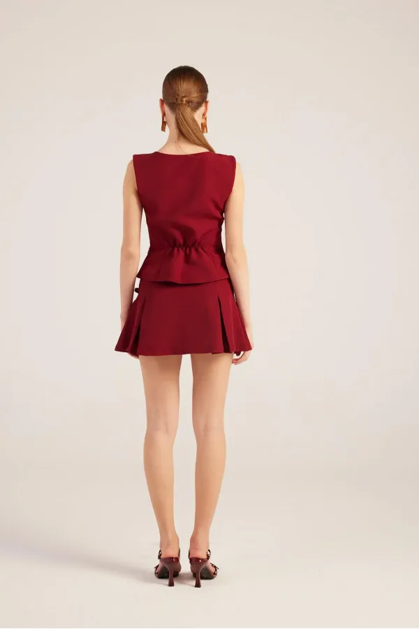 Jupe courte Elena bordeaux