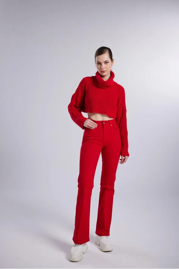 Alert Jean Pantolon Kırmızı