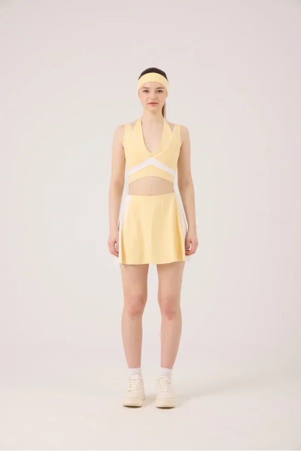 Jupe courte Stella jaune taille haute