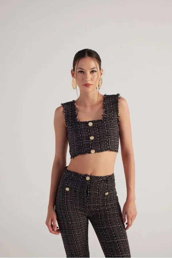 Bustier en tweed noir