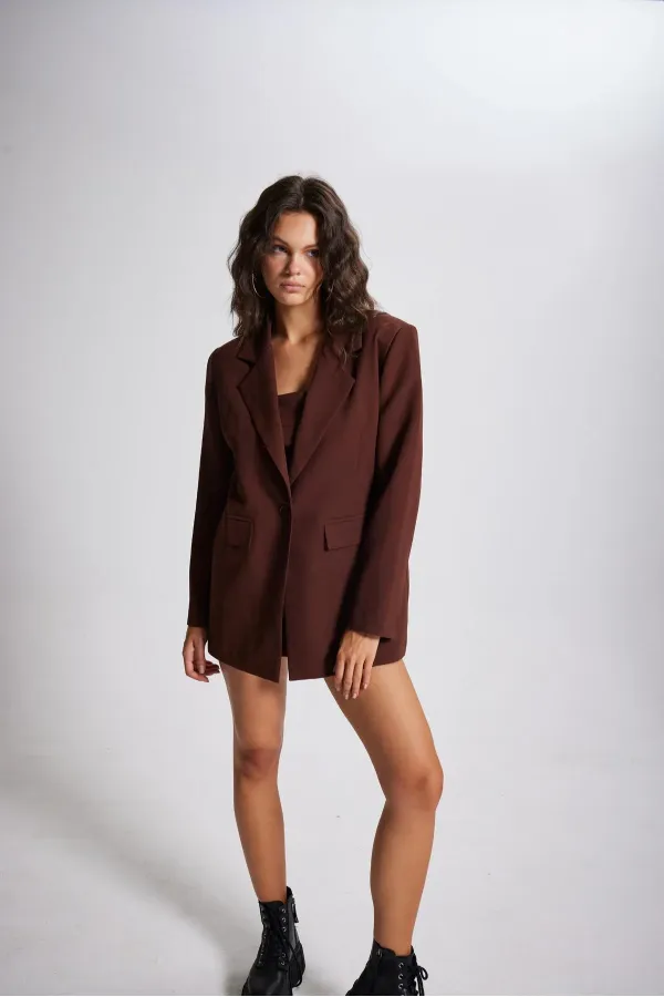 Veste blazer Panky, couleur café