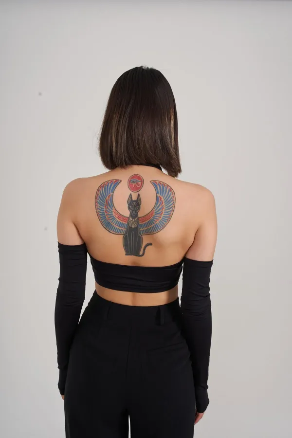 Crop Model Kol Detaylı Pretty Bluz Siyah