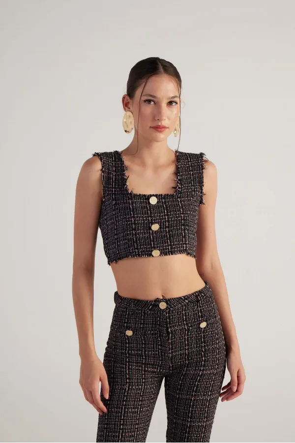 Bustier en tweed noir