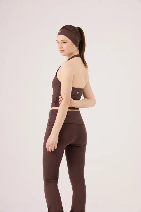 Ellen Halter Neck Bustier in Coffee Brown