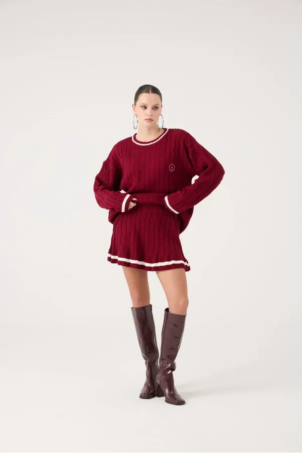 Jupe Harold en maille bordeaux