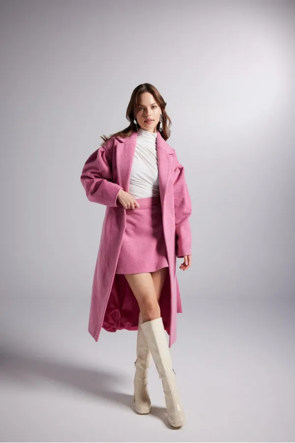 Çan Model A Kesim Mini Kaşe Mira Etek Pembe Çan Model A Kesim Mini Kaşe Mira Etek Pembe