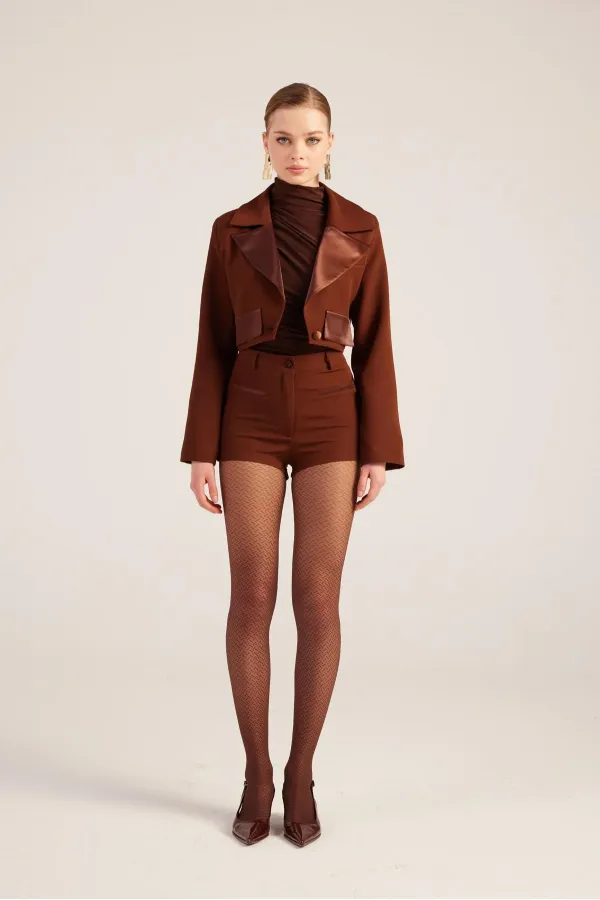 Veste blazer courte Camila marron