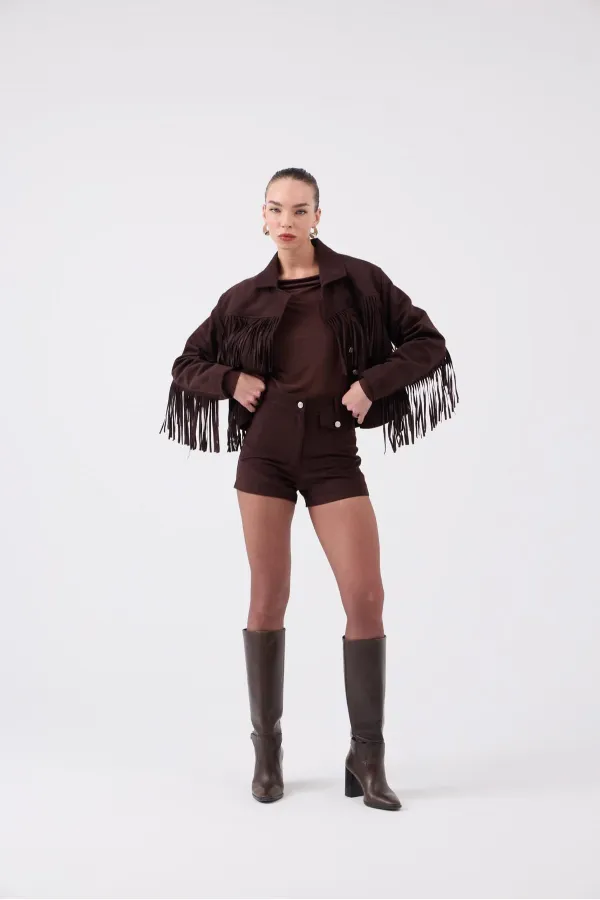 Valeri Suede Shorts Brown