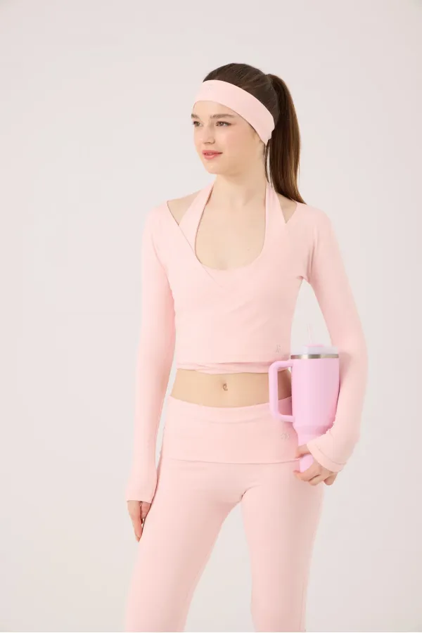Ellen Bolero with Tie-Up Crop Cut, Pink