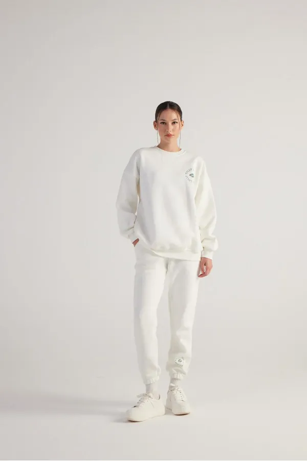 Pantalon de survêtement fin écru