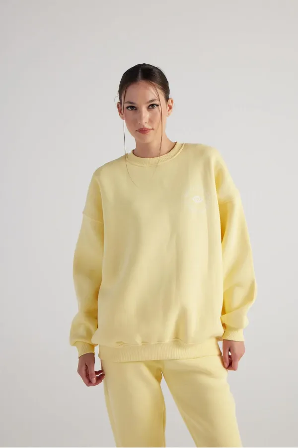 Sweat-shirt jaune fin