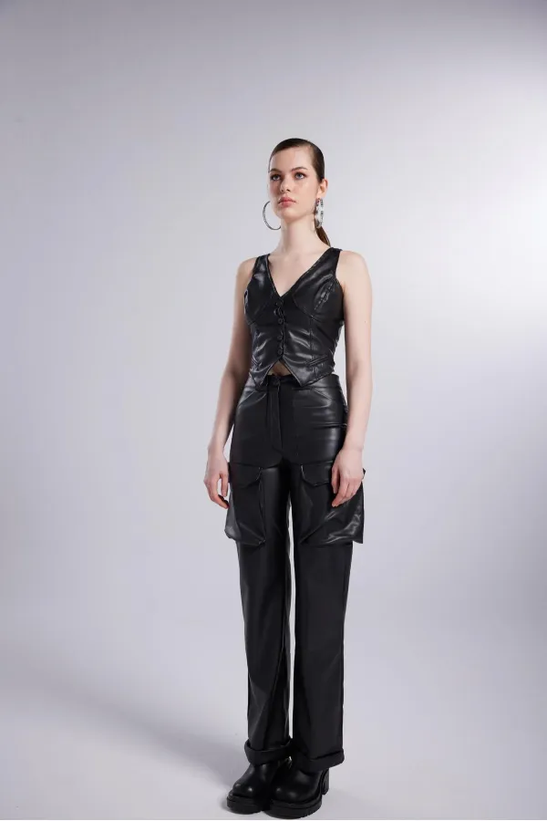 Pantalon en cuir Hera noir