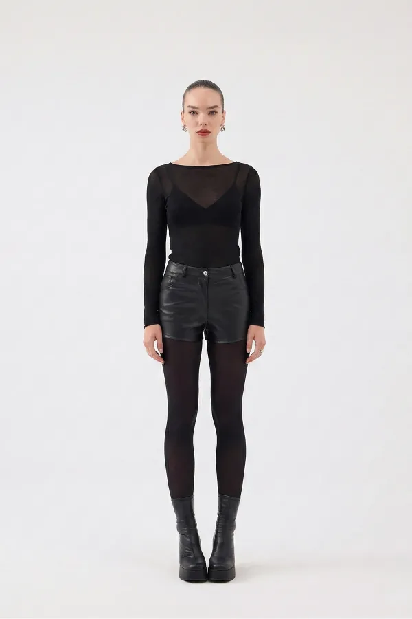 Chemisier Nikki en cachemire ultra doux à col bateau noir