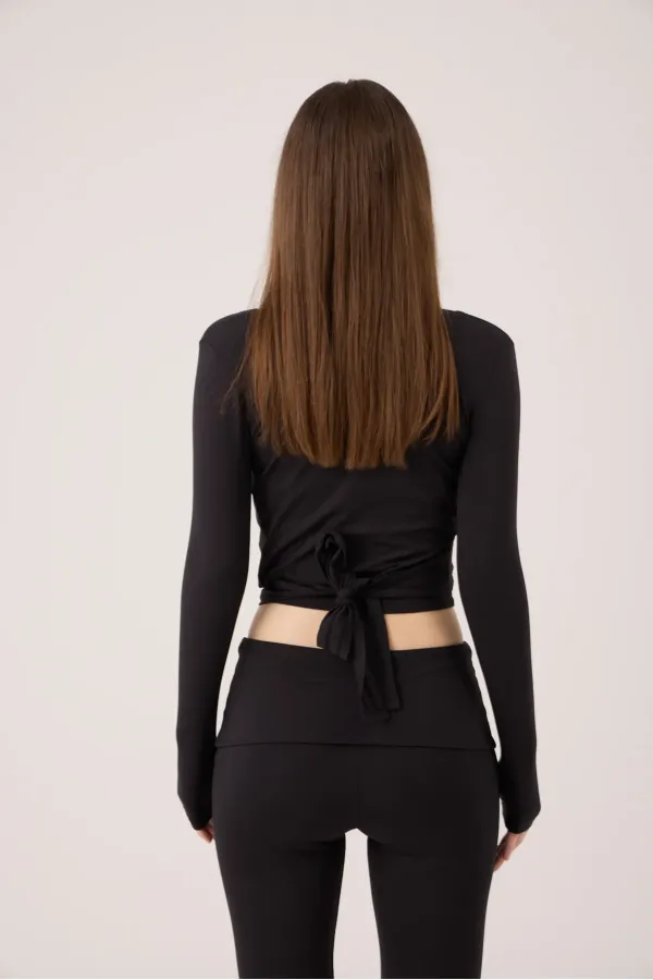 Ellen Bolero avec coupe courte à nouer, noir