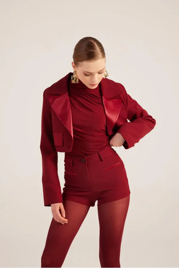 Veste blazer courte Camila rouge bordeaux