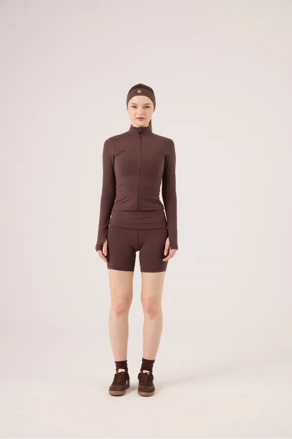 Short Kacie mini à taille croisée, marron