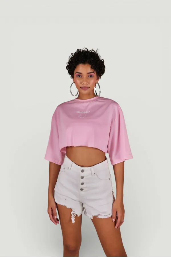 Holly Crop Tshirt Pembe