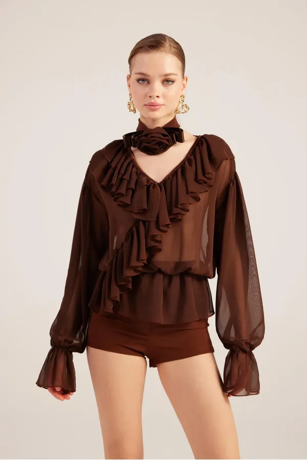 Chemise marron Sassy