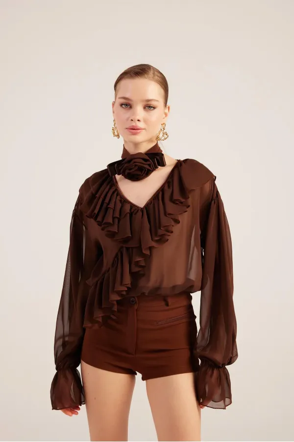 Chemise marron Sassy