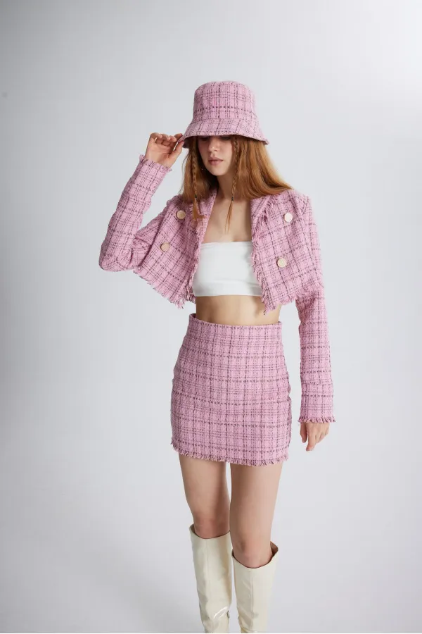 Tweed Skirt Pink