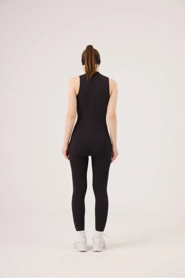 Combinaison de motarde sans manches avec fermeture éclair, noire