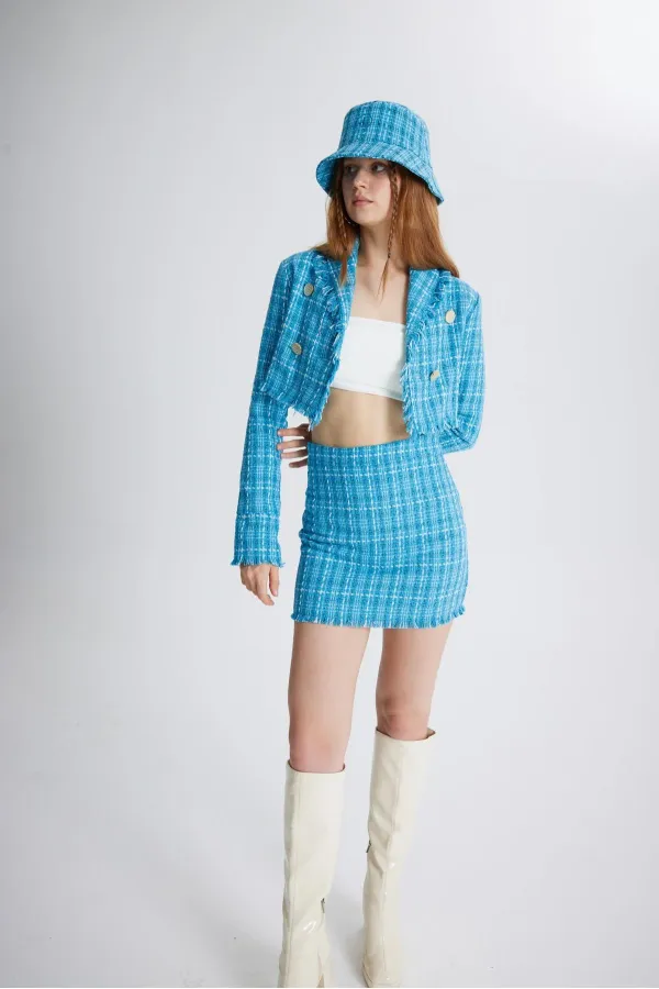 Veste en tweed bleue