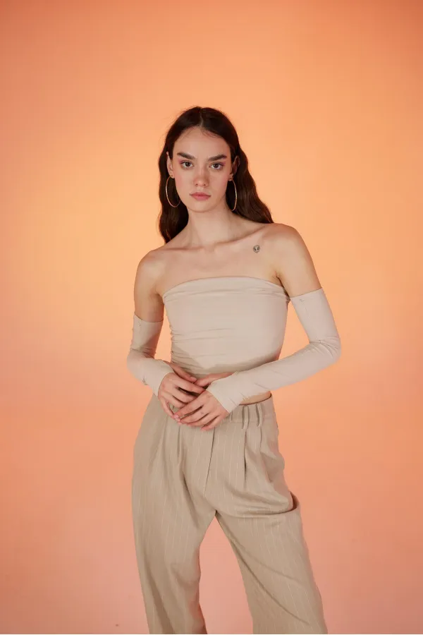 Chemisier lisse beige