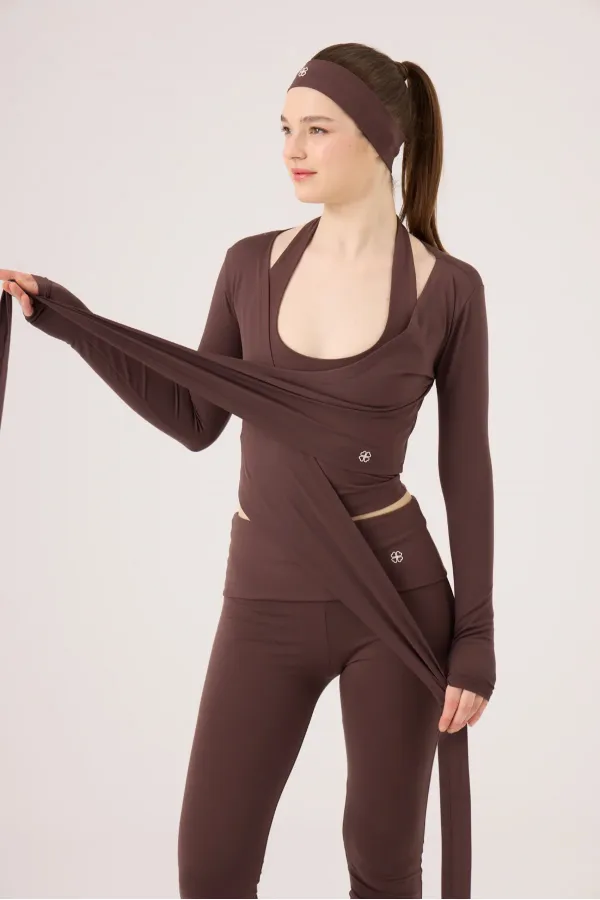 Ellen Bolero with Tie-Up Crop Cut, Coffee