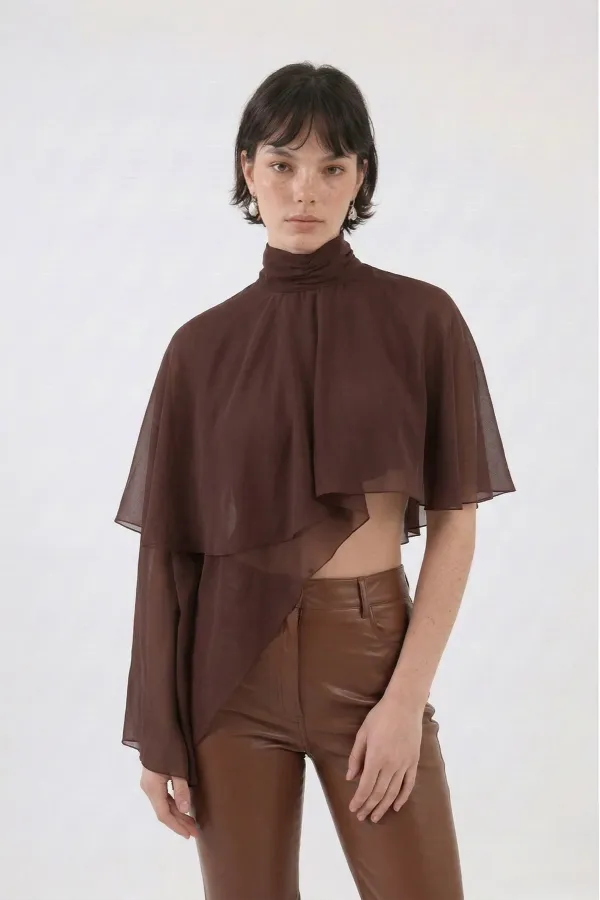 Pantalon en cuir marron Dolores