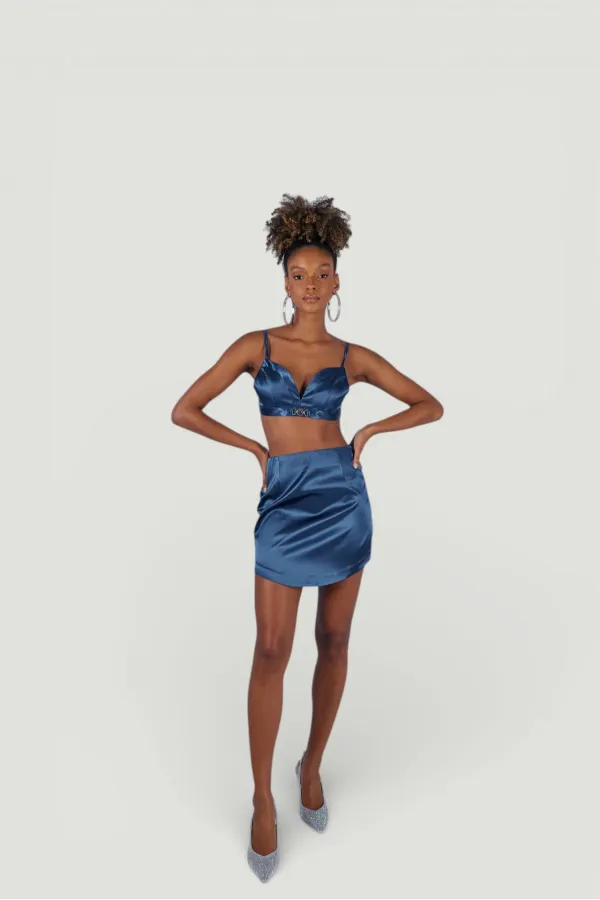 Jupe fantaisie bleu marine