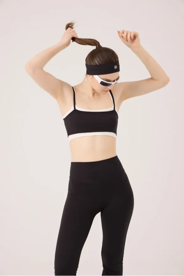 Fabiola Double-Layer Strappy Bustier, Black