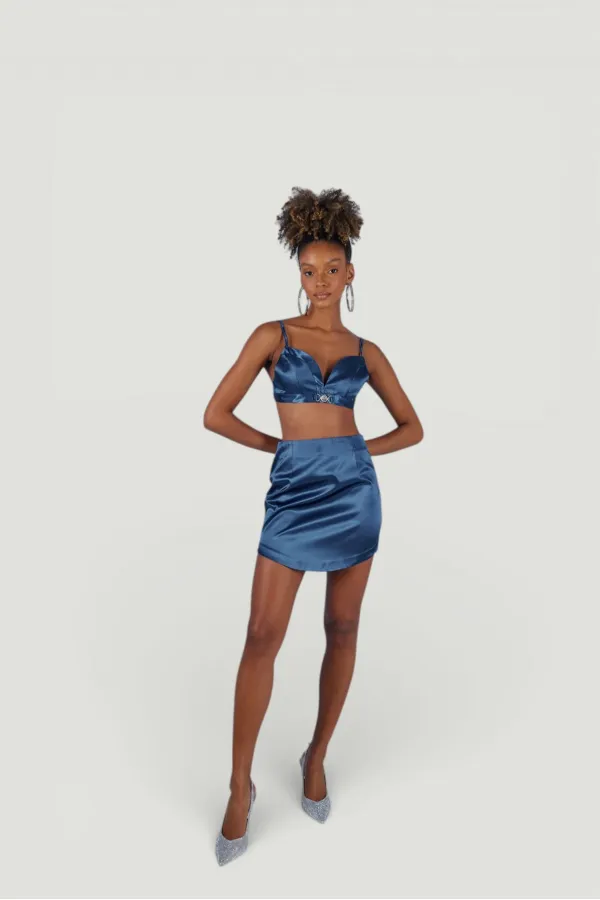 Jupe fantaisie bleu marine