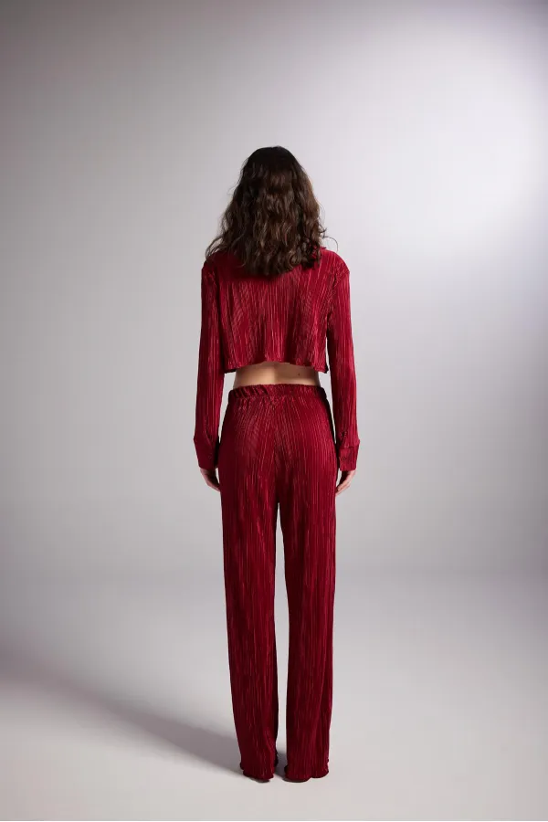 Pantalon confortable bordeaux