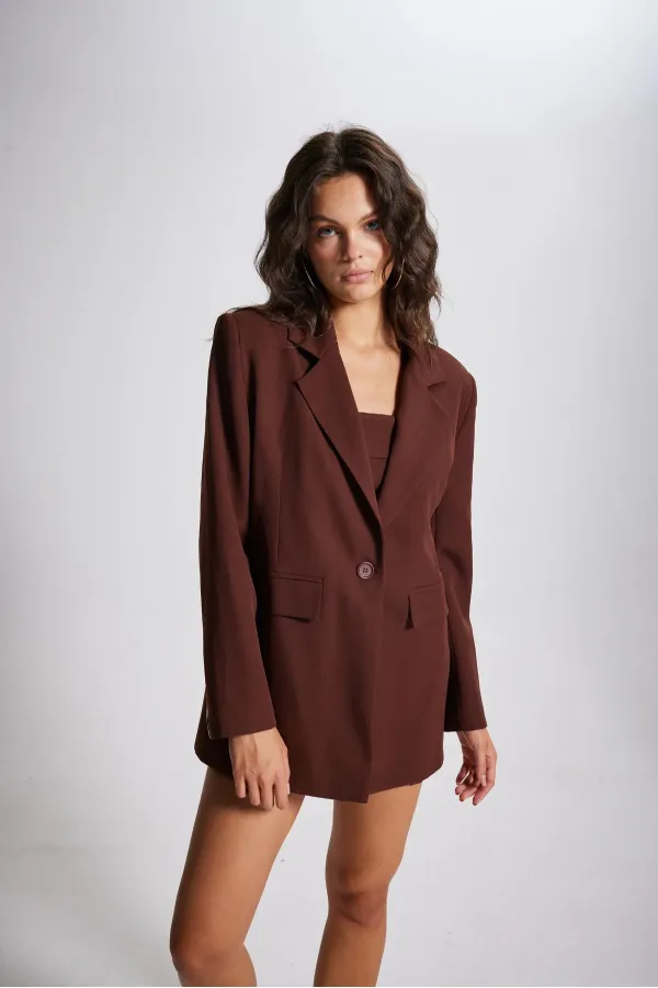 Veste blazer Panky, couleur café