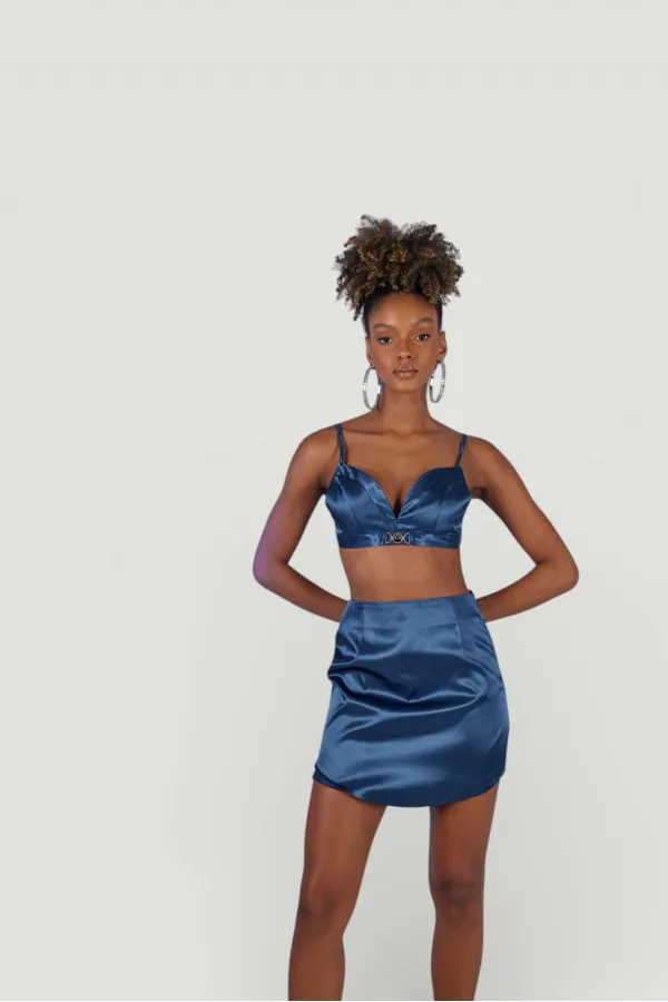 Jupe fantaisie bleu marine