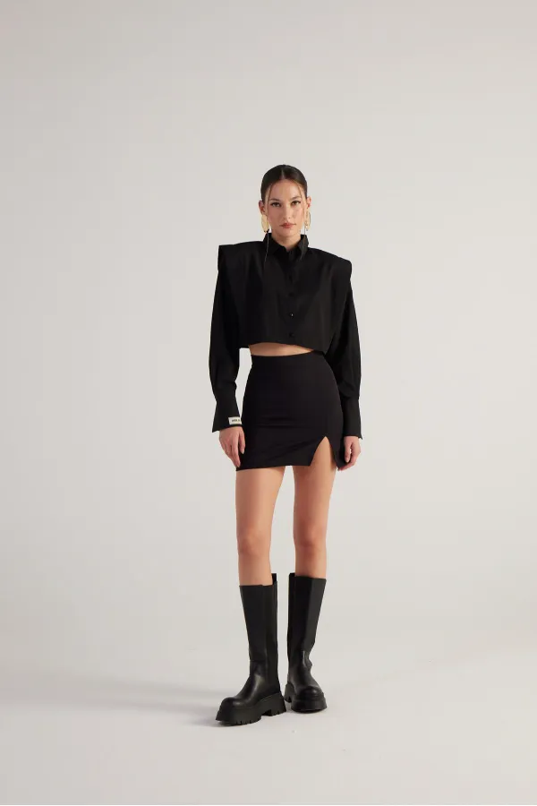 Tria Crop Shirt Black