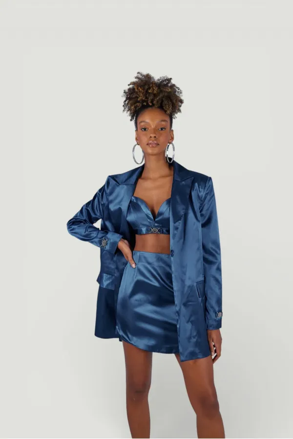 Bustier fantaisie bleu marine