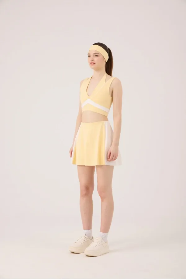 Jupe courte Stella jaune taille haute