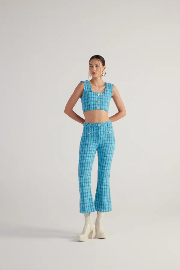 Pantalon en tweed bleu