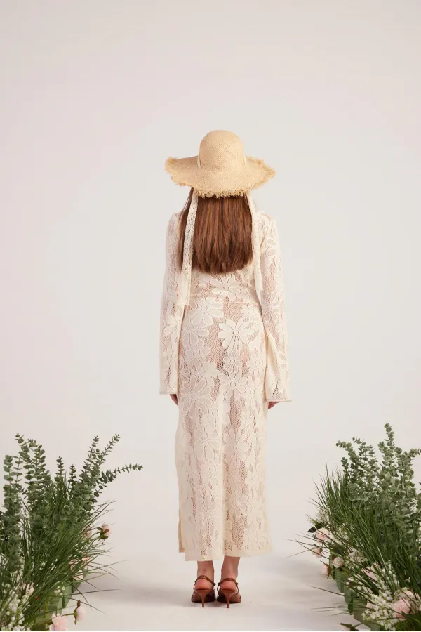 Robe en maille beige Zeya