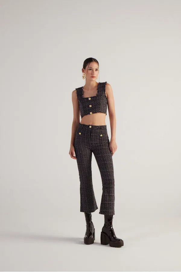 Pantalon en tweed noir