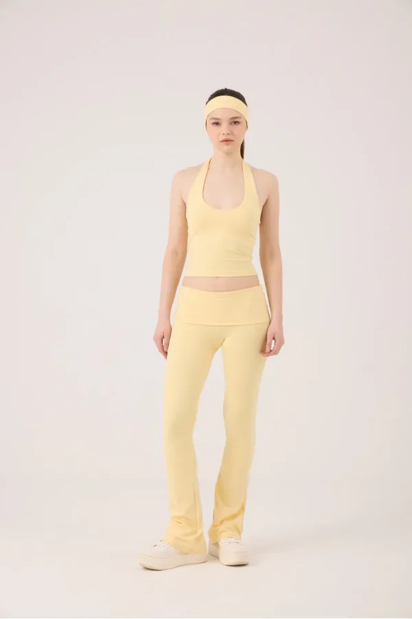 Flare Ellen Leggings with Waistband, Yellow
