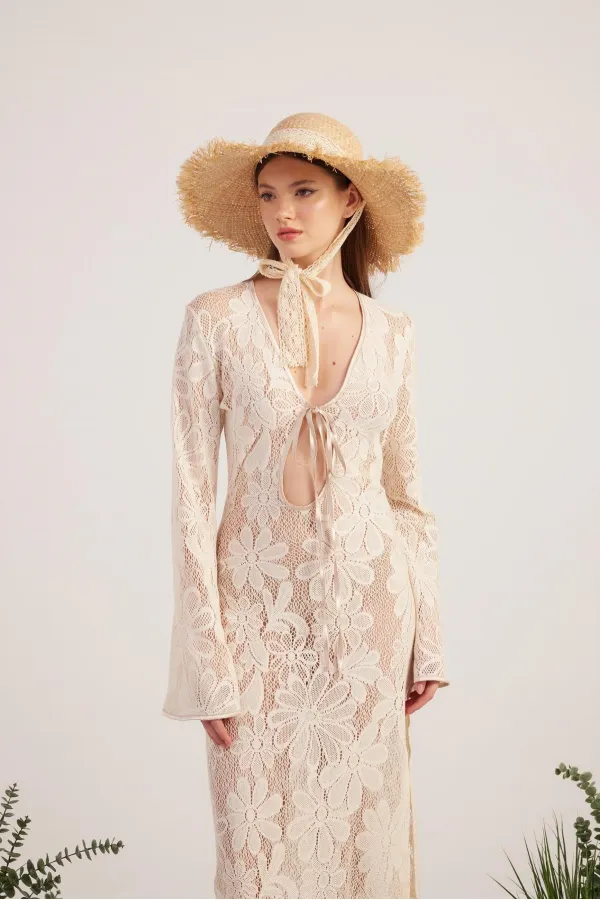 Robe en maille beige Zeya