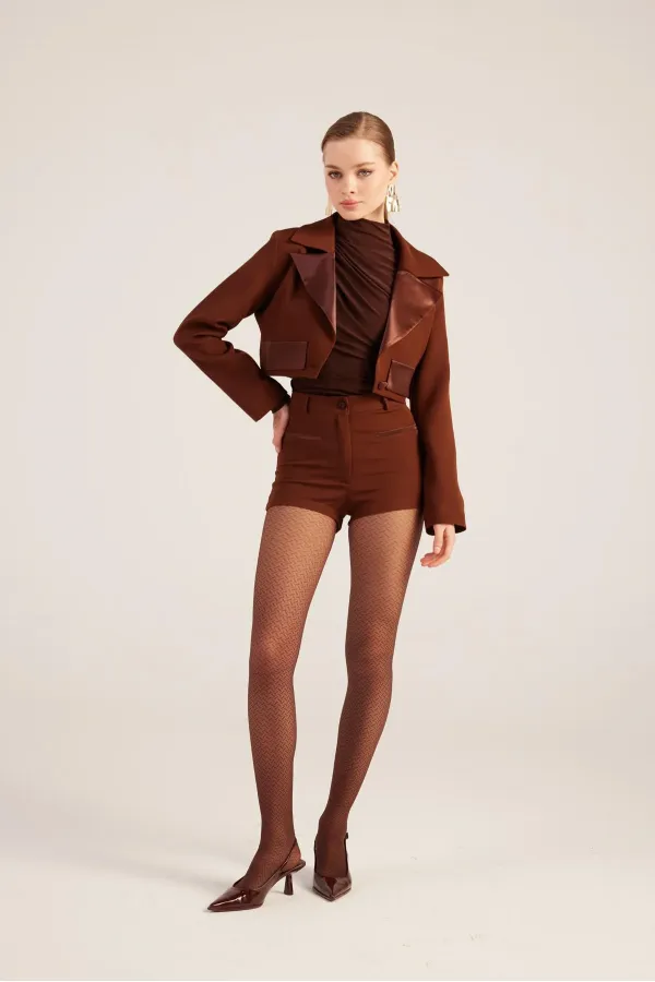 Veste blazer courte Camila marron