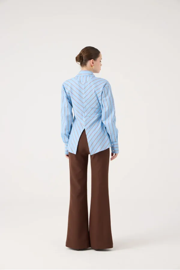 İspanyol Paça Yüksek Bel Calista Pantolon Kahve