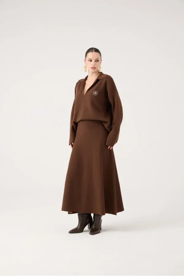 Zoi Knit Skirt Brown