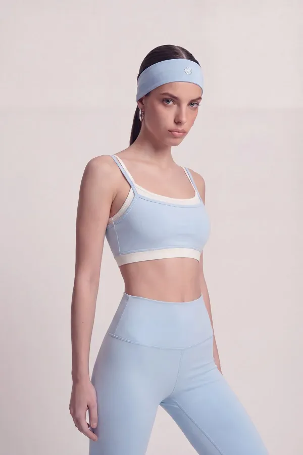 Fabiola Double-Layer Strappy Bustier, Blue Fabiola Double-Layer Strappy Bustier, Blue