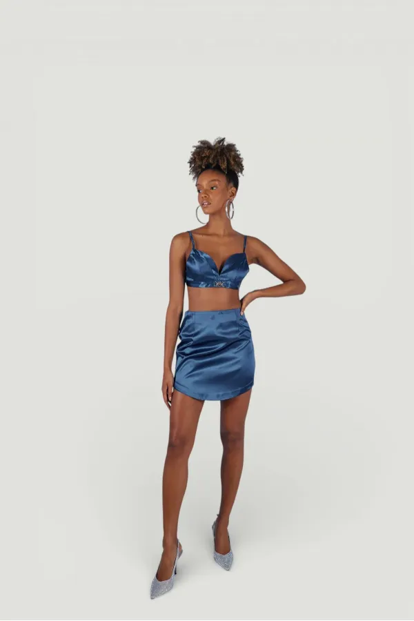 Bustier fantaisie bleu marine