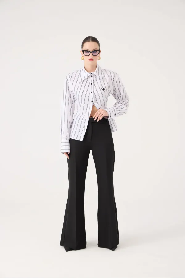 Spanish Style High Waist Calista Trousers Black