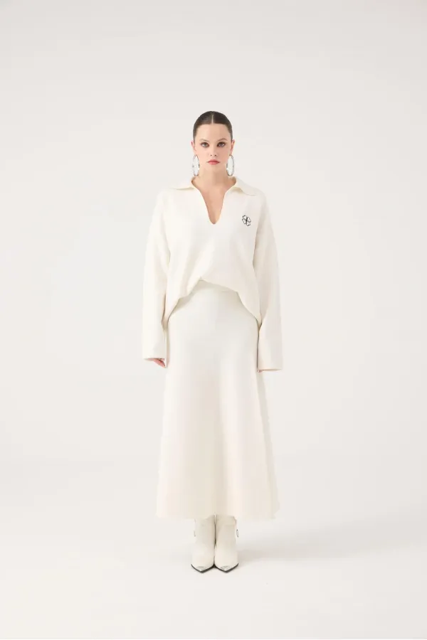 Zoi Knit Skirt White
